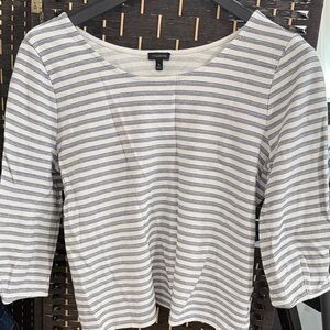 Talbots Women's Navy and White Striped Blouse